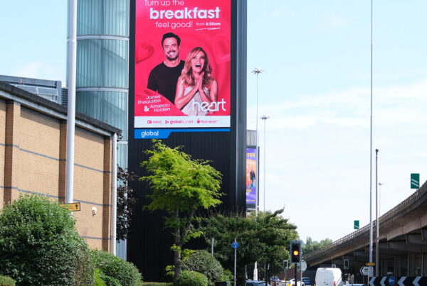 A Large-Scale Digital out of home (DOOH) LED display, installed at the side of the A3 road in London.