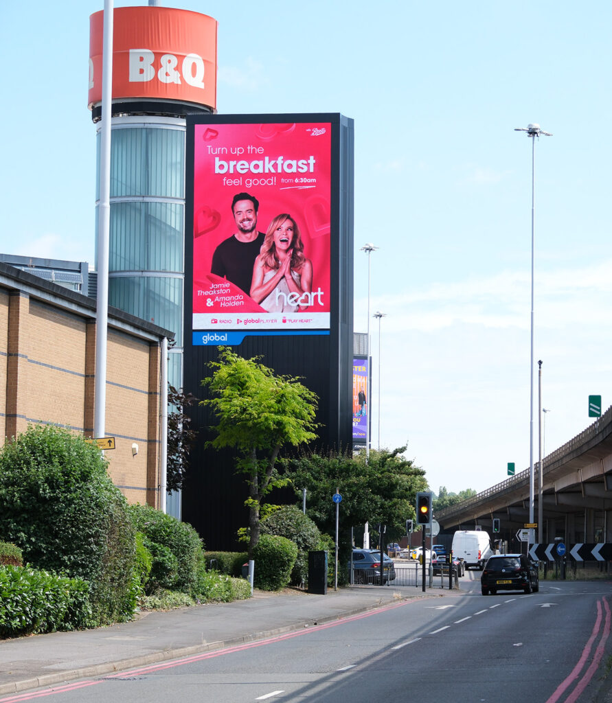 A Large-Scale Digital out of home (DOOH) LED display, installed at the side of the A3 road in London.